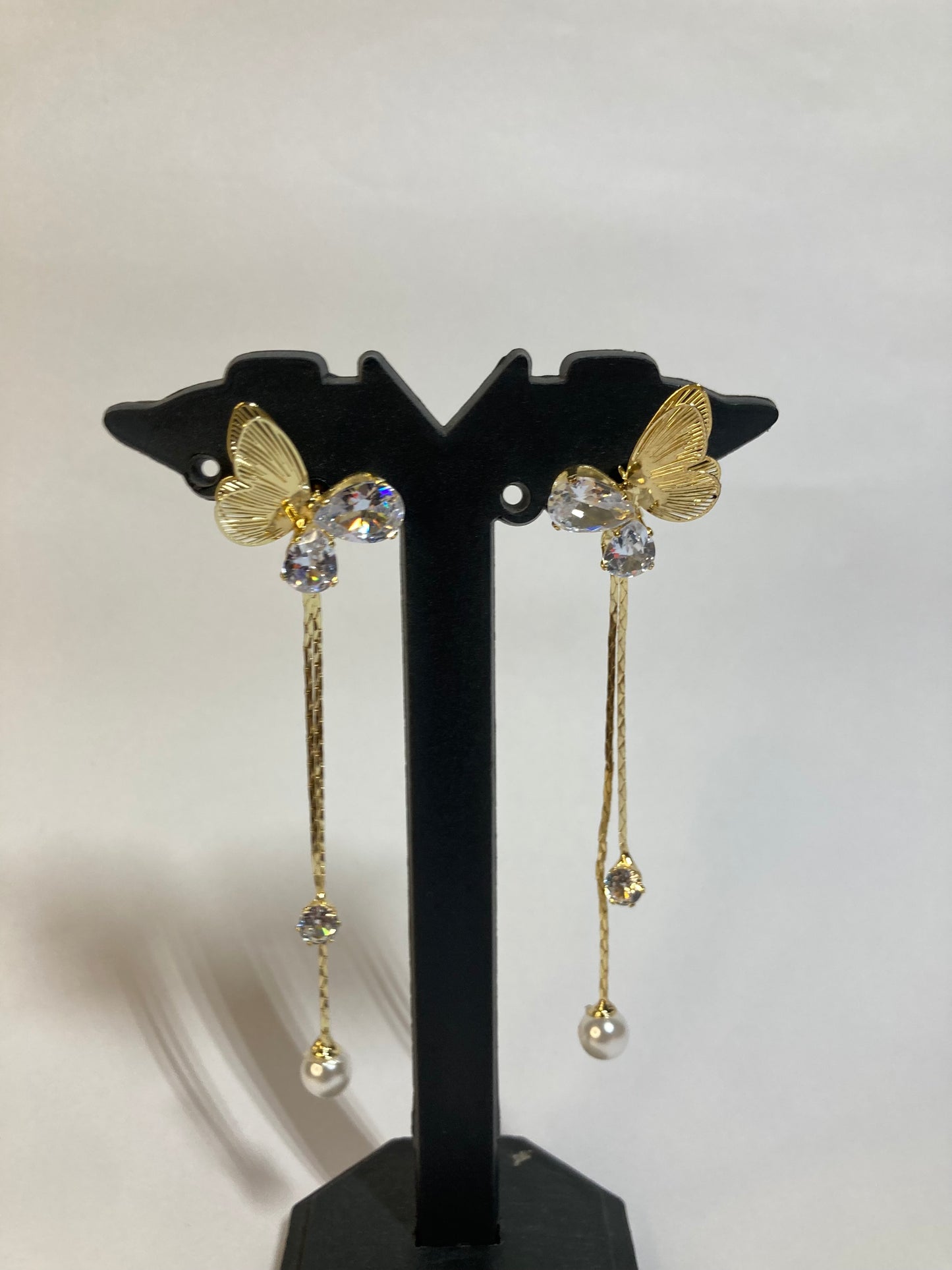 Golden Butterfly Drop Earrings