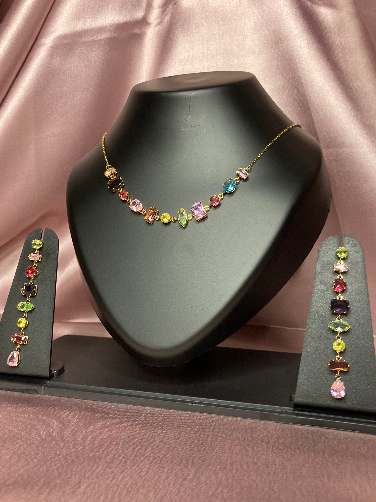Rainbow Gemstone Necklace Set
