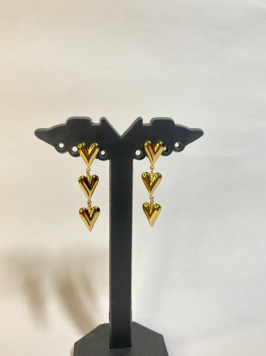 Golden Heart Trio Earrings