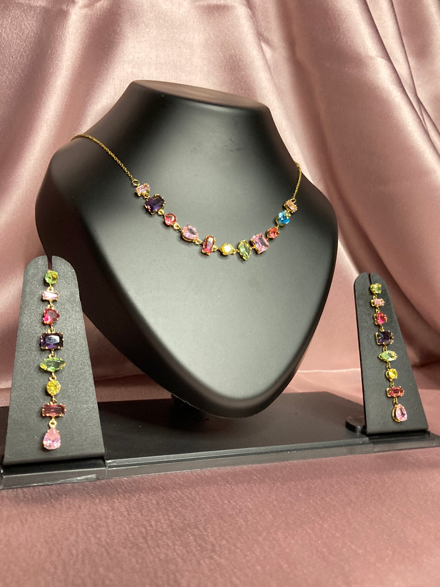 Rainbow Gemstone Necklace Set