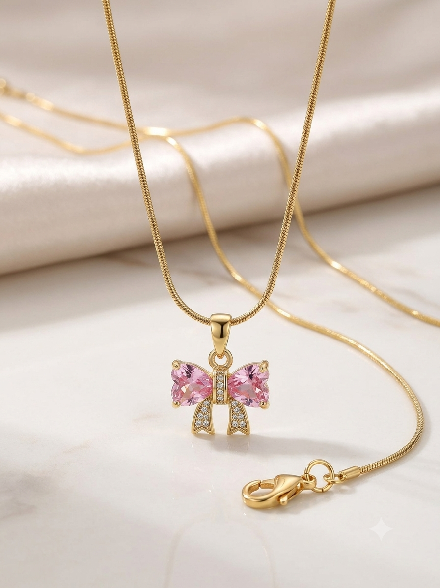 Pink Gem Bow Chain