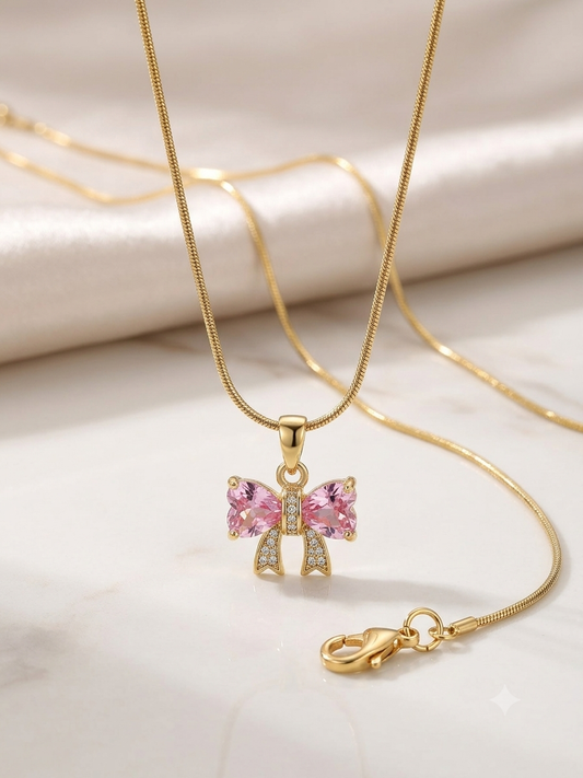 Pink Gem Bow Chain