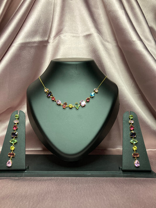 Rainbow Gemstone Necklace Set