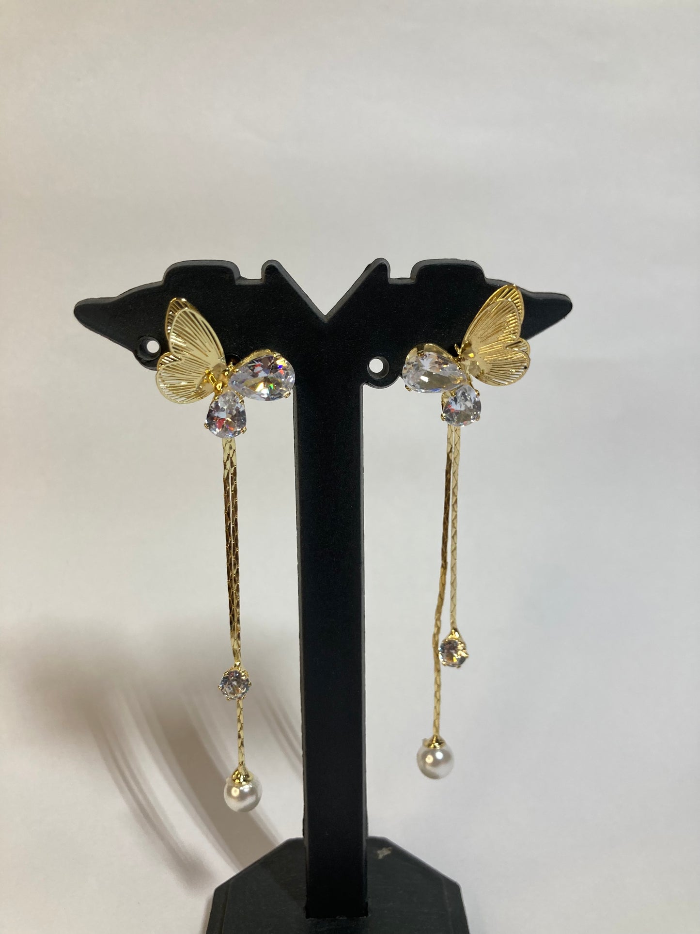 Golden Butterfly Drop Earrings
