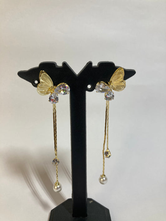 Golden Butterfly Drop Earrings