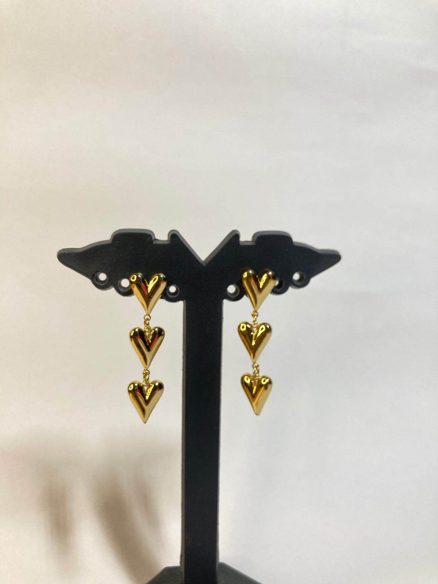 Golden Heart Trio Earrings